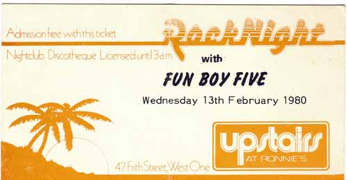 free ticket to see the funboy five at ronnie scotts